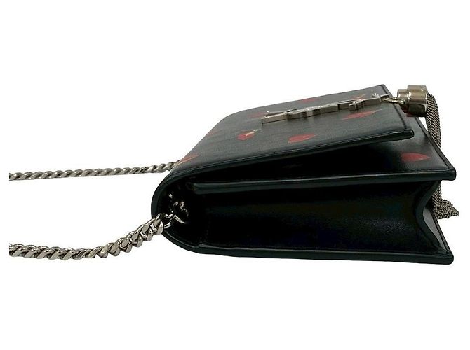 Borsa a tracolla Kate in pelle Yves Saint Laurent Nero Rosso - vista 6
