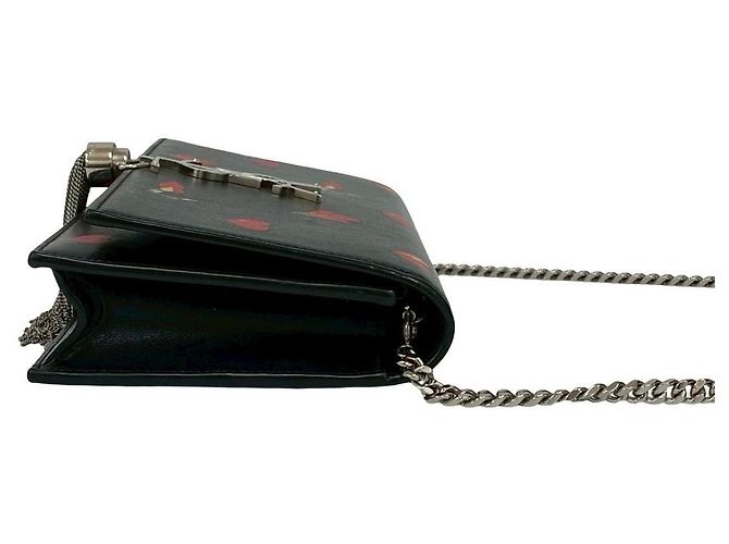 Borsa a tracolla Kate in pelle Yves Saint Laurent Nero Rosso - vista 7