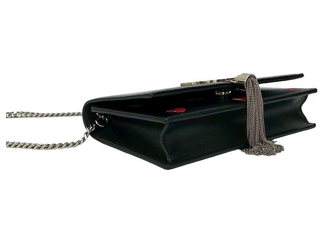 Borsa a tracolla Kate in pelle Yves Saint Laurent Nero Rosso - vista 8