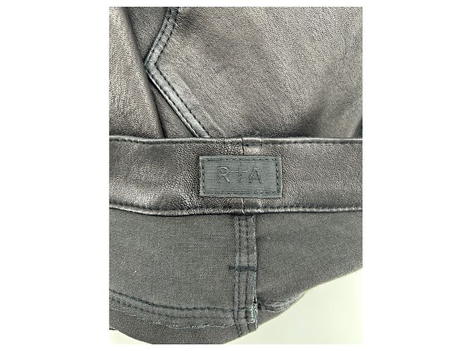 Luc Duchène Calça de couro preta com fecho Preto - vista 3