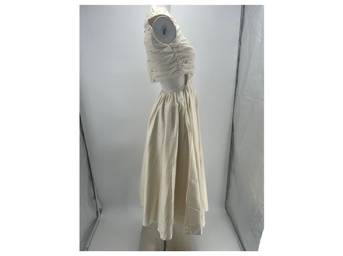 Autre Marque Vestido MORE NOIR blanco con espalda descubierta de algodón - vista 4