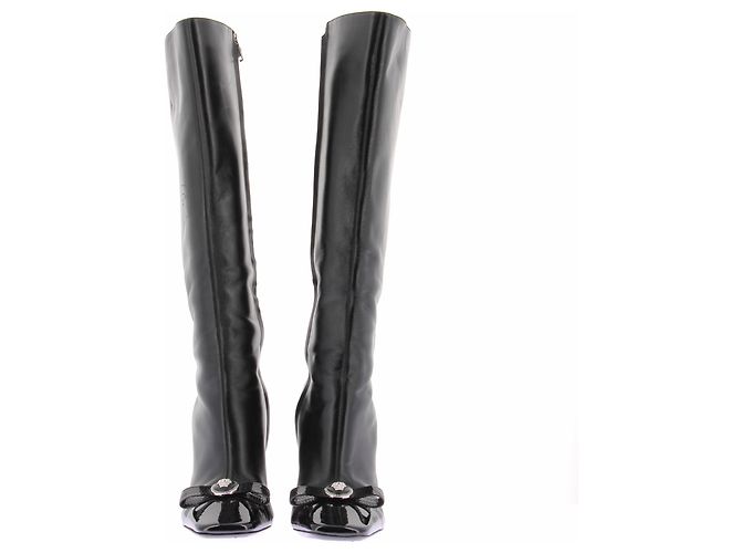 Versace Botas de cuero negras Negro - vista 3