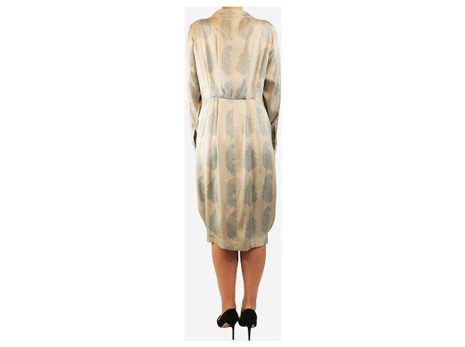 Dries Van Noten Beiges Langarm-Hemdblusenkleid mit Paisley-Print - Größe UK 12 - Ansicht 2