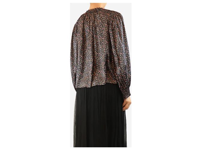 Ulla Johnson Blusa de satén con estampado de rosas negras - UK 10 Negro - vista 2