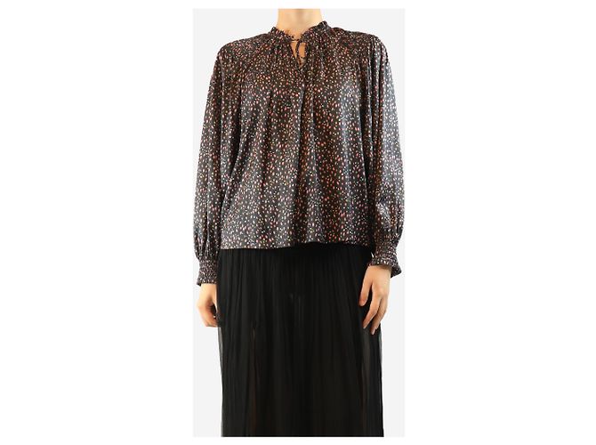 Ulla Johnson Blusa de satén con estampado de rosas negras - UK 10 Negro - vista 3