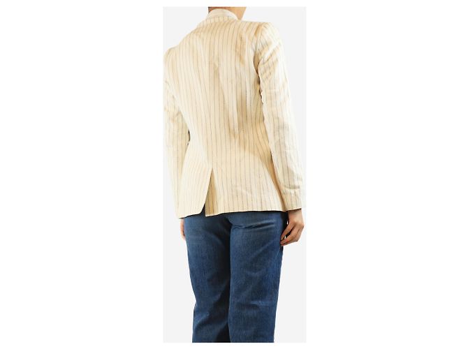 By Malene Birger Creme gestreifter Baumwollblazer - Größe UK 8 Roh - Ansicht 2
