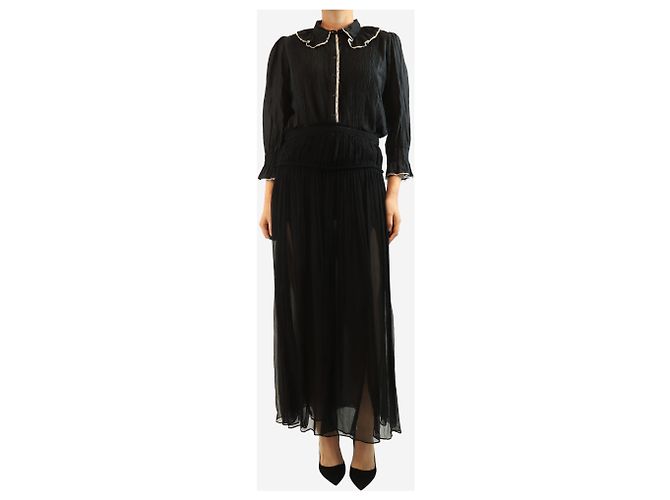 Isabel Marant Falda midi transparente fruncida negra - talla UK 10 Negro - vista 2
