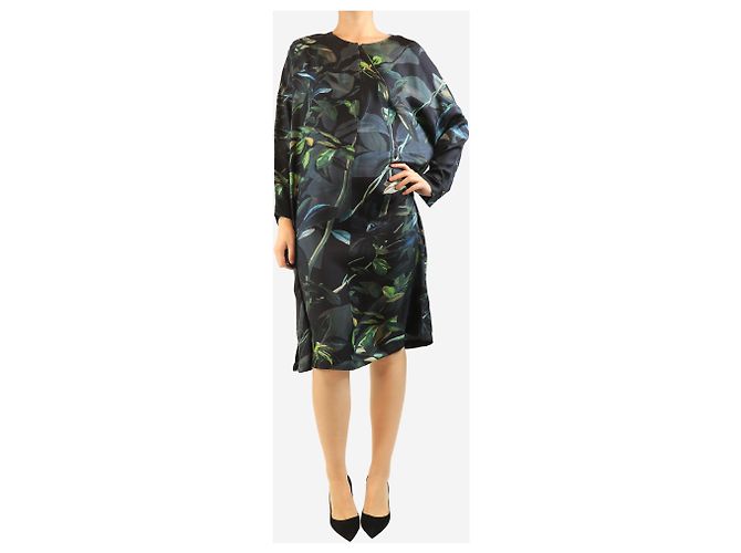 Etro Robe midi à imprimé feuillage avec fermeture éclair devant - taille UK 16 Multicolore - vue 3