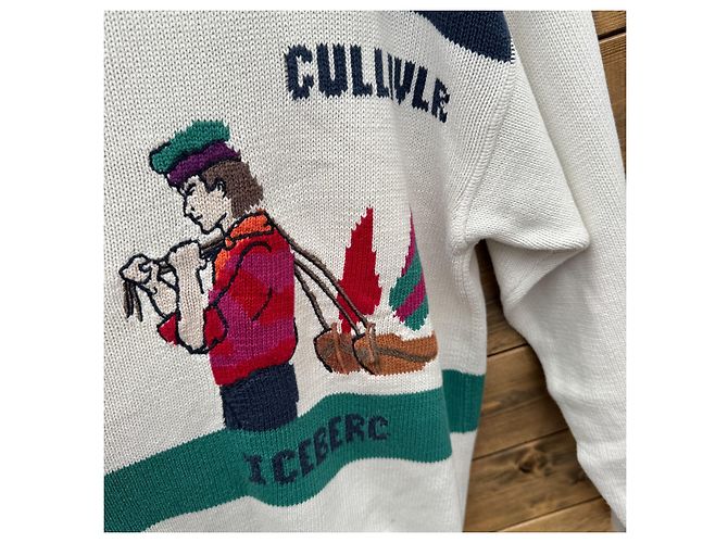 Pull Iceberg Cullivre en maille intarsia Marron Blanc Rouge Bleu Vert - vue 2