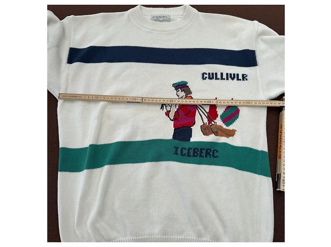 Pull Iceberg Cullivre en maille intarsia Marron Blanc Rouge Bleu Vert - vue 6