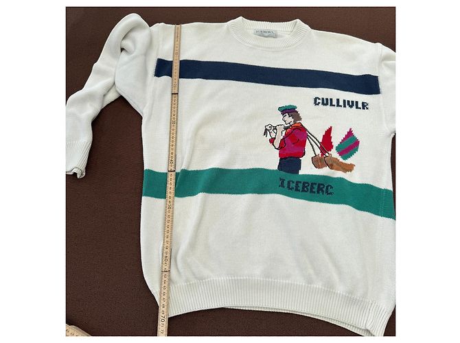 Pull Iceberg Cullivre en maille intarsia Marron Blanc Rouge Bleu Vert - vue 7