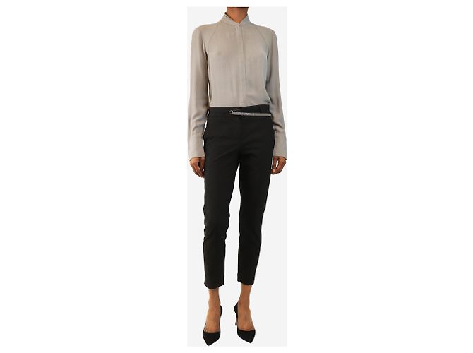 Brunello Cucinelli Schwarze Hose mit Diamante-Gürtel - Größe UK 8 - Ansicht 2