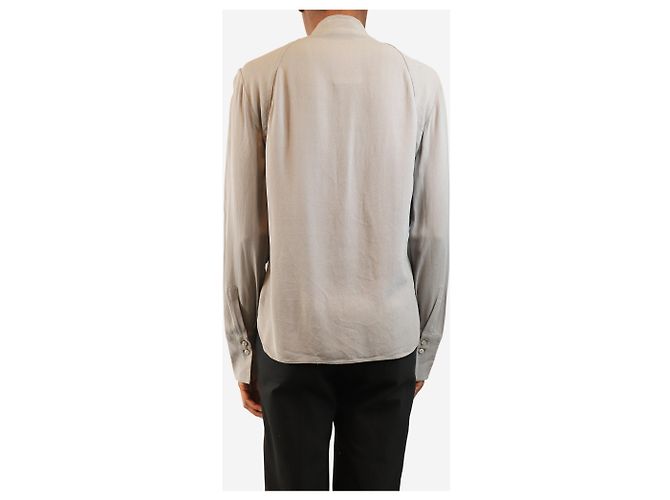 Brunello Cucinelli Camisa de seda con botones gris - talla S - vista 2
