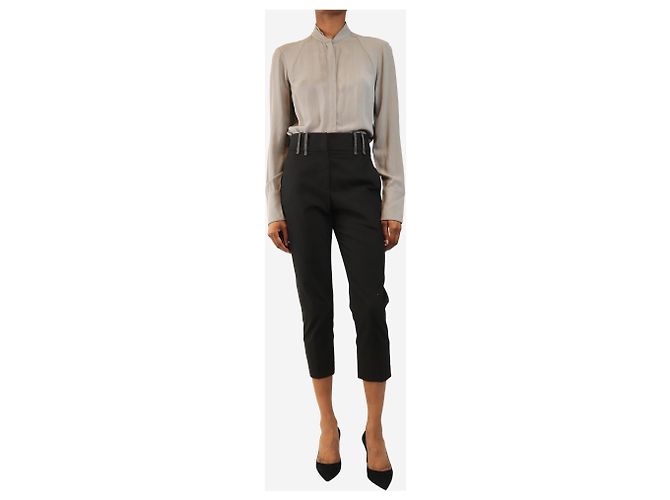 Brunello Cucinelli Camisa de seda con botones gris - talla S - vista 3