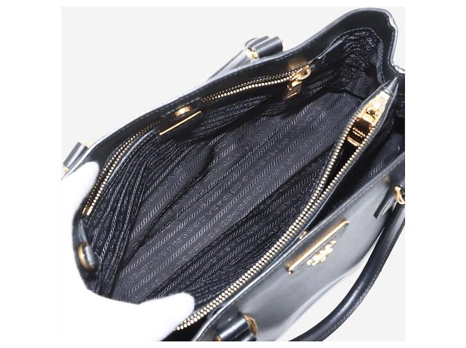 Prada Borsa 2way in pelle Saffiano Lux nera Nero - vista 11
