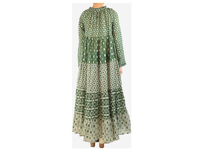 Yvonne S Vestido maxi estampado de algodón verde - talla M - vista 2