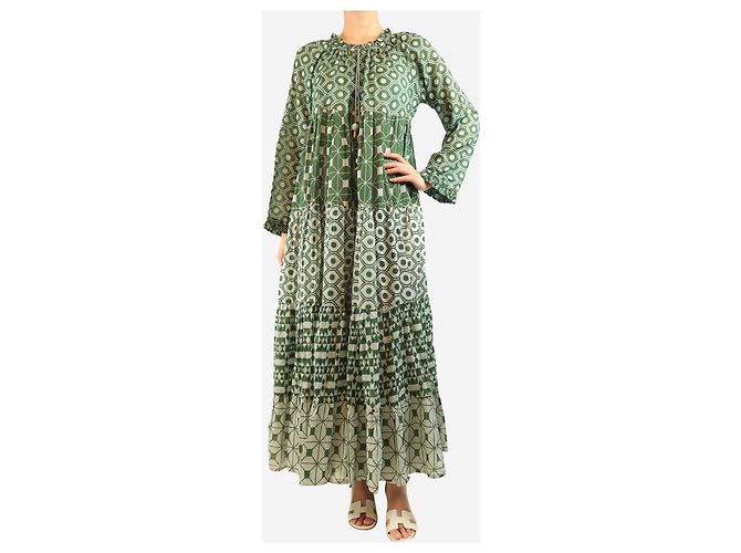 Yvonne S Vestido maxi estampado de algodón verde - talla M - vista 3