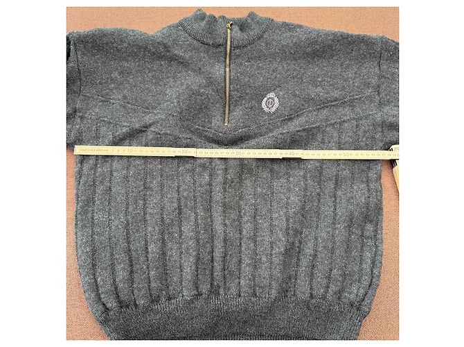 Autre Marque Oscar Jacobson Herren Wollpullover Dunkelgrau 1/4 Zip Anthrazitgrau - Ansicht 6