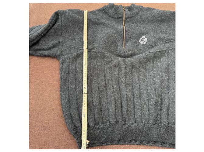 Autre Marque Oscar Jacobson Herren Wollpullover Dunkelgrau 1/4 Zip Anthrazitgrau - Ansicht 7