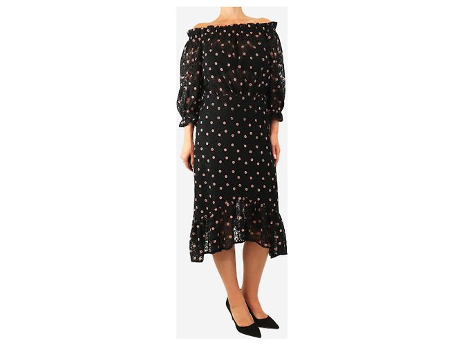 Autre Marque Schwarzes besticktes Daisy-Kleid - Größe UK 12 - Ansicht 3