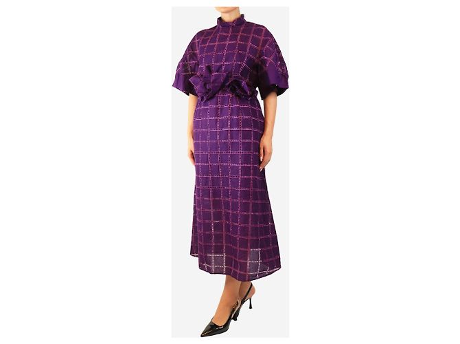 Autre Marque Kleid mit violettem Karomuster - Größe Lila - Ansicht 3