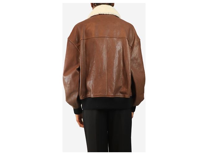 Khaite Lederjacke mit braunem Shearling-Besatz - Größe XS - Ansicht 2