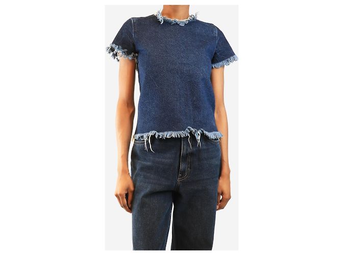 Autre Marque Top de denim azul deshilachado - talla XS - vista 3