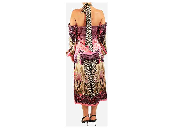 Alice by Temperley Rosa florales Seidenkleid - Größe UK 12 Pink - Ansicht 2