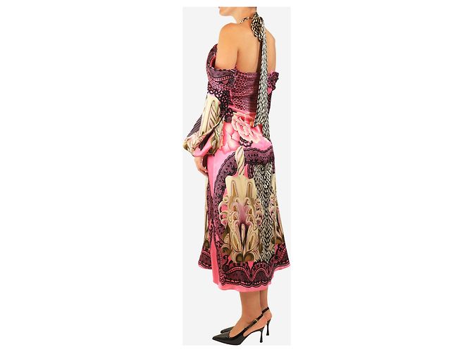 Alice by Temperley Rosa florales Seidenkleid - Größe UK 12 Pink - Ansicht 4