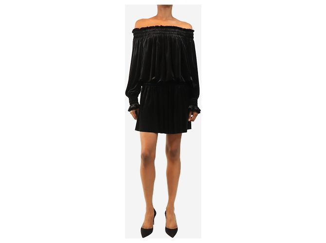 Norma Kamali Mini-Kleid aus schwarzem Samt mit Off-Shoulder-Ausschnitt - Größe XS - Ansicht 2