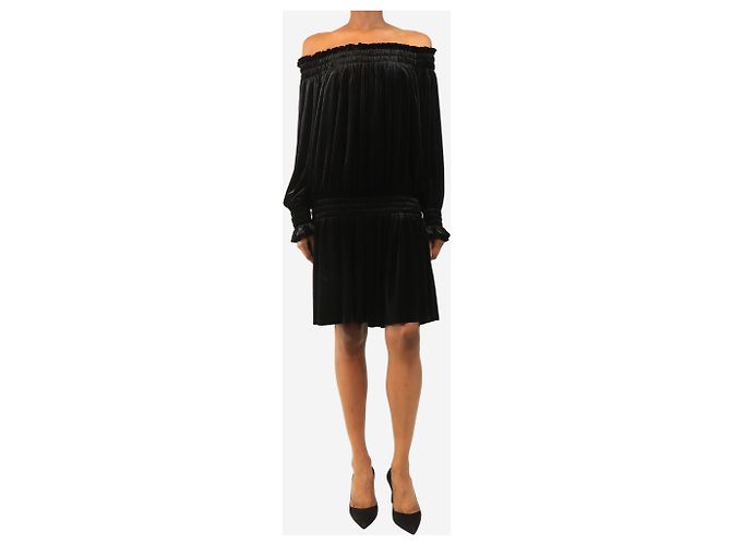 Norma Kamali Mini-Kleid aus schwarzem Samt mit Off-Shoulder-Ausschnitt - Größe XS - Ansicht 3