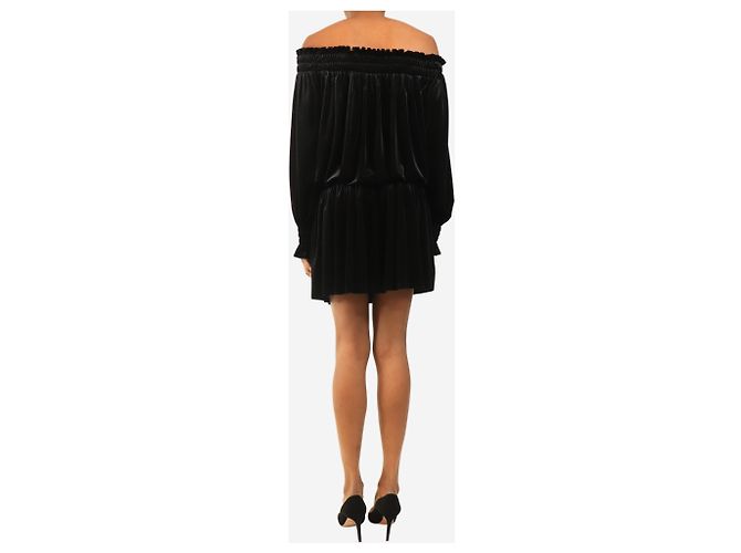 Norma Kamali Mini-Kleid aus schwarzem Samt mit Off-Shoulder-Ausschnitt - Größe XS - Ansicht 4