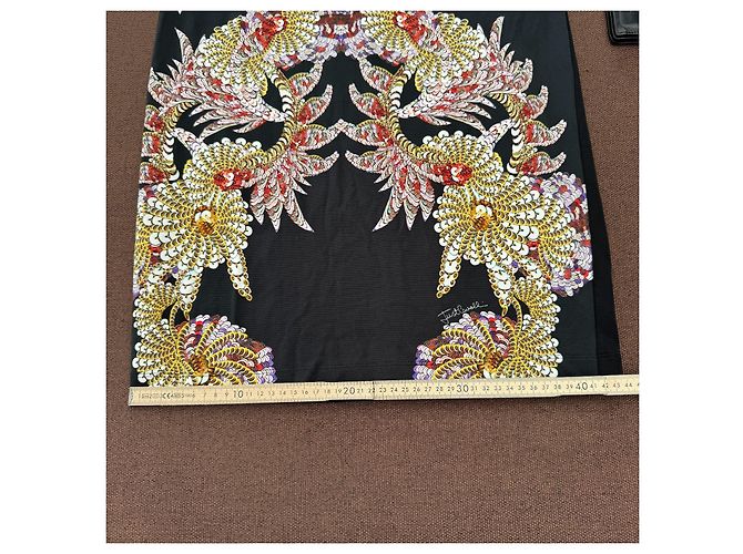 Just Cavalli Schwarzes Kleid mit Baroque-Print Mehrfarben Golden - Ansicht 10