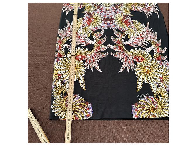 Just Cavalli Schwarzes Kleid mit Baroque-Print Mehrfarben Golden - Ansicht 9