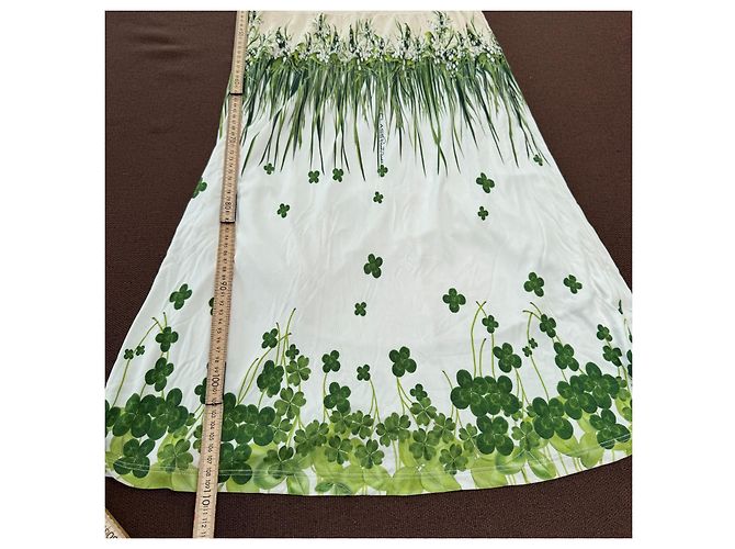 Autre Marque Class Roberto Cavalli Kleid mit Kleeblatt-Print - Weiß/Grün - Ansicht 10