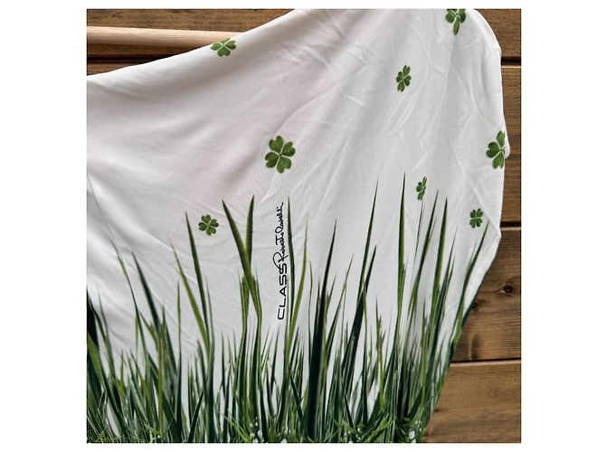 Autre Marque Class Roberto Cavalli Kleid mit Kleeblatt-Print - Weiß/Grün - Ansicht 3