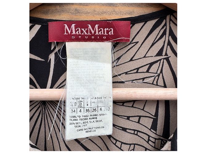 Max Mara Studio Vestido Maxi de Seda Estampado Palmera Negro Beige - vista 2