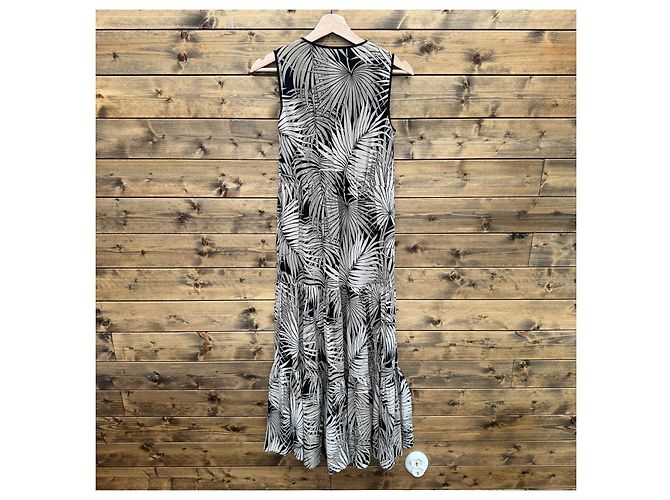 Max Mara Studio Vestido Maxi de Seda Estampado Palmera Negro Beige - vista 3
