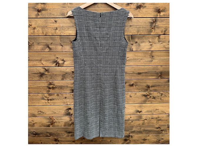 Max Mara Houndstooth Wool Blend Sheath Dress Black White - view 2