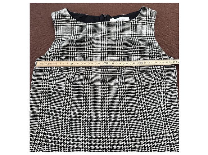Max Mara Houndstooth Wool Blend Sheath Dress Black White - view 5