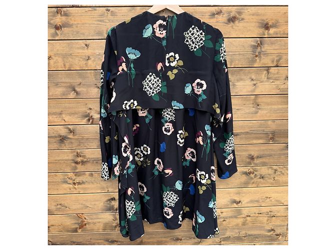 Red Valentino Vestido con estampado floral negro efecto capa Rosa Blanco Azul Verde - vista 2