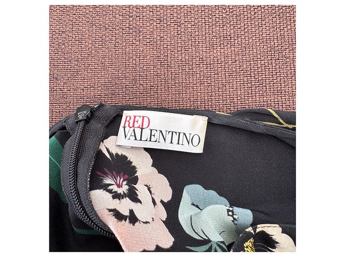 Red Valentino Vestido con estampado floral negro efecto capa Rosa Blanco Azul Verde - vista 3