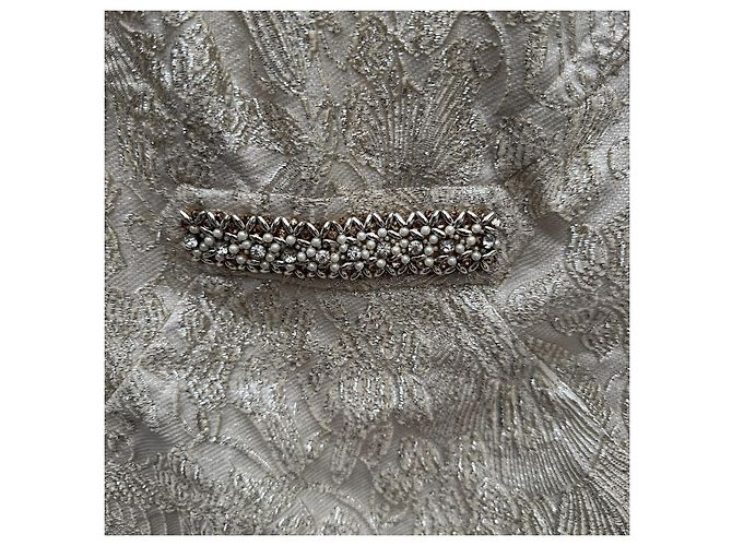 Autre Marque Class Roberto Cavalli Besticktes Brokatkleid Beige - Ansicht 2