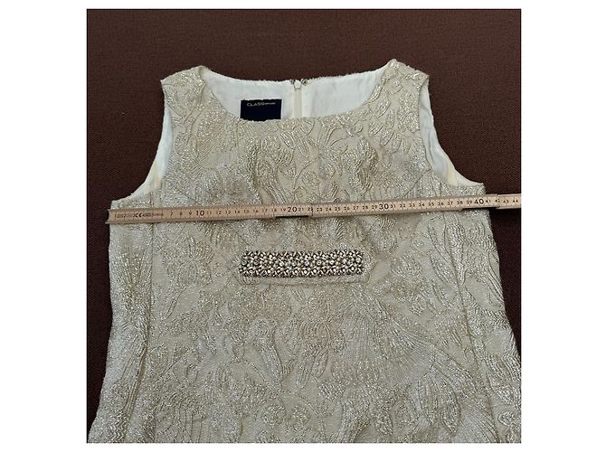 Autre Marque Class Roberto Cavalli Besticktes Brokatkleid Beige - Ansicht 7