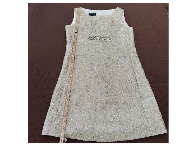 Autre Marque Class Roberto Cavalli Besticktes Brokatkleid Beige - Ansicht 8