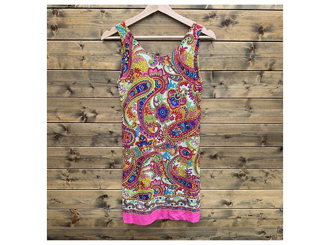D&G Ärmelloses Mini-Kleid mit Paisley-Print Pink Mehrfarben - Ansicht 2