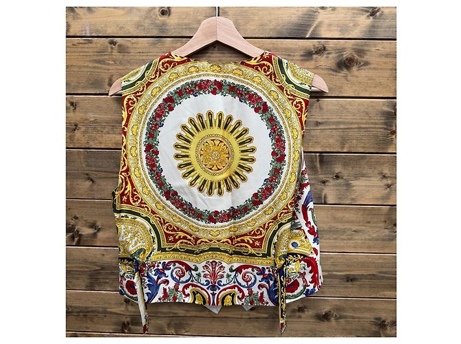 Etro Seidenweste mit Barock-Print Weiß Rot Blau Golden - Ansicht 2