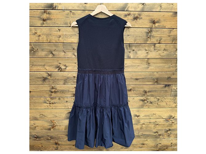 Moncler Strick- und Taffeta-Kleid Navy Dunkelblau - Ansicht 2