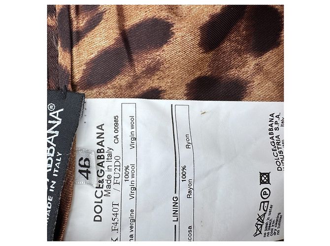 Dolce & Gabbana Saia evasê de lã virgem preta Preto Estampa de leopardo - vista 3