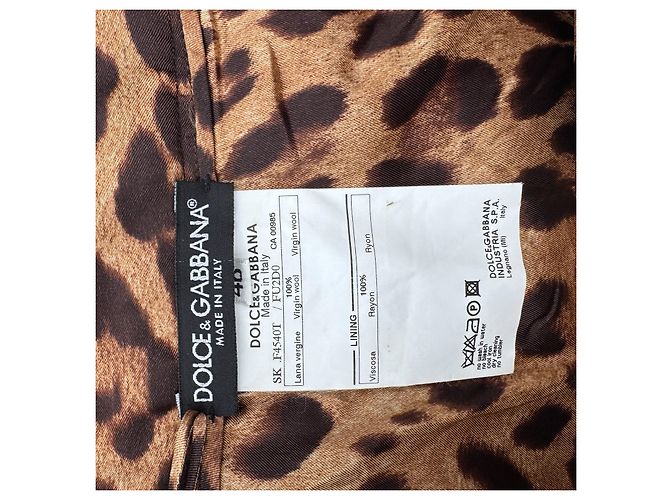 Dolce & Gabbana Saia evasê de lã virgem preta Preto Estampa de leopardo - vista 4